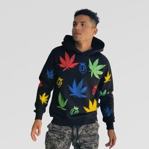 Men’s Let’s Fred HAPPY 4:20 Black Rhinestone Hoodie